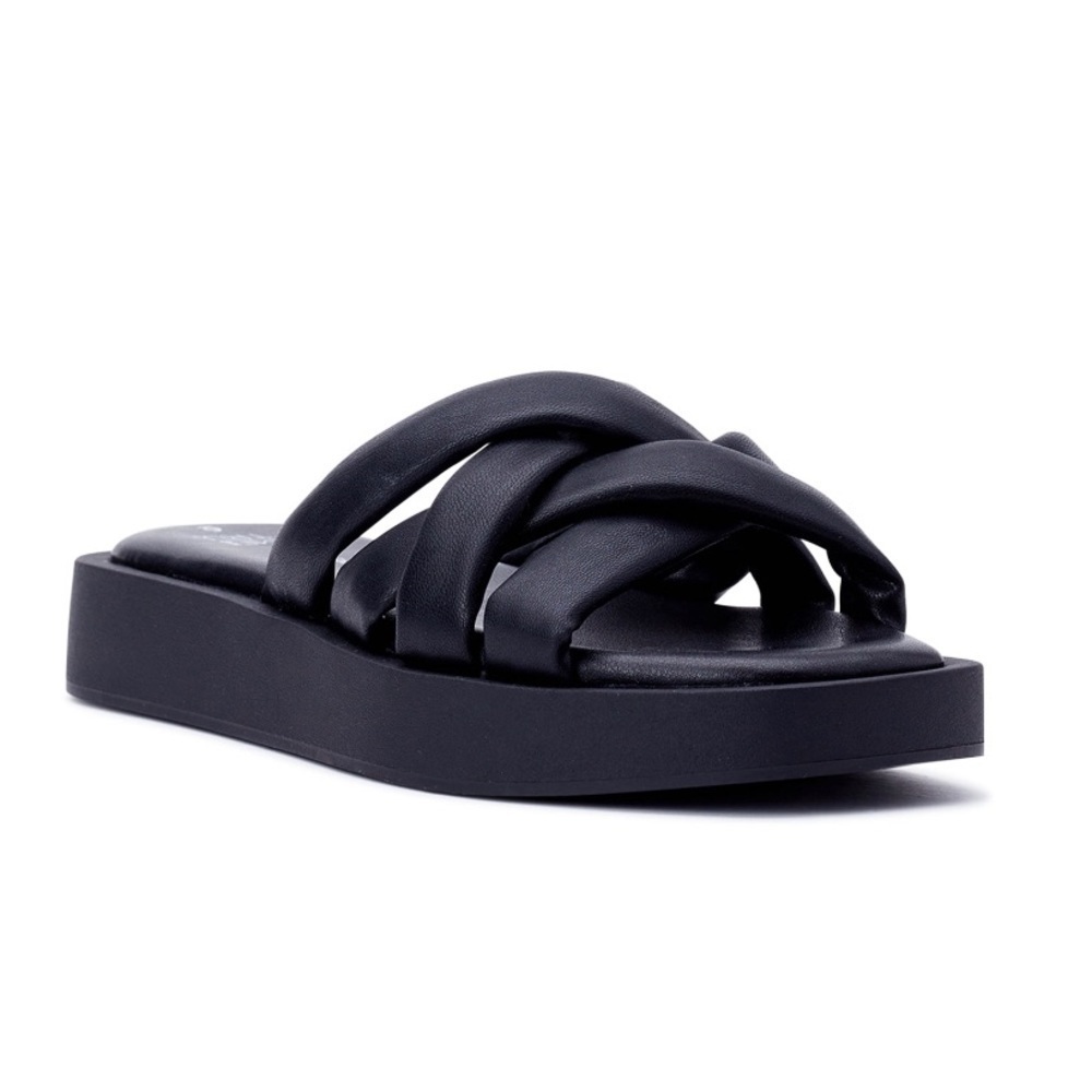 Crossband  demi wedge sandals in black. NWT various sizes.